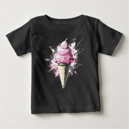 ダークトーンな抽象的ピンクアイスクリームスプラッター ベビーTシャツ