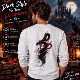 ダークドラゴンホラーTシャツ - ゴシックレッド&ブラックドラゴン スウェットシャツ