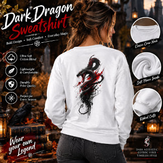 ダークドラゴンホラーTシャツ - ゴシックレッド&ブラックドラゴン Tシャツ