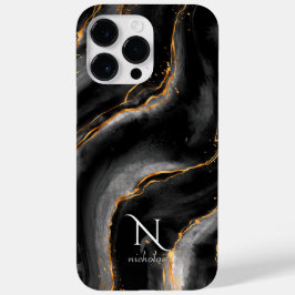 ダークナイト金ゴールドグリッター大理石カスタマイズ iPhone 16 PRO MAXケース