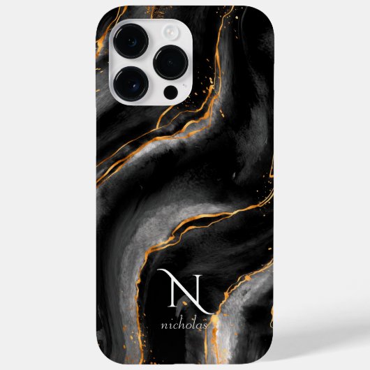 ダークナイト金ゴールドグリッター大理石カスタマイズ Case-Mate iPhoneケース (裏面)