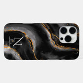 ダークナイト金ゴールドグリッター大理石カスタマイズ iPhoneケース (裏面横)