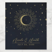 ダークナイト金ゴールドシナ日が差すことムーン結婚ズ ワインラベル (シングルラベル)