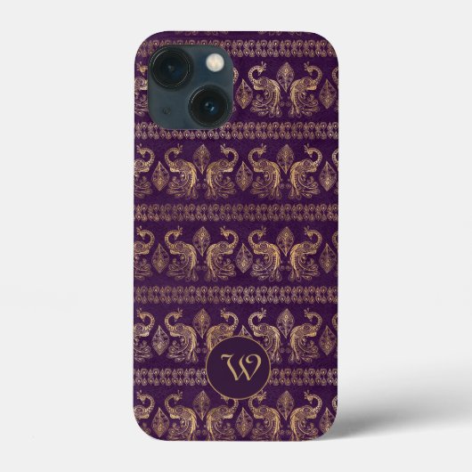 ダークナス金ゴールドヴィンテージピーコックとモノグラム Case-Mate iPhoneケース (裏面)