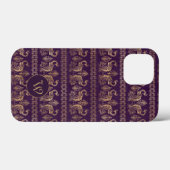 ダークナス金ゴールドヴィンテージピーコックとモノグラム Case-Mate iPhoneケース (裏面 (横))