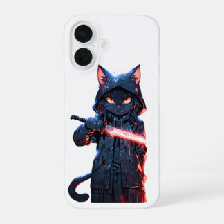 ダークニンジャキャット | アニメ暗殺者アートとネオンブレード iPhone 16ケース