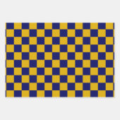 ダークネイビーとマスタードイエローチェッカーボード ラッピングペーパーシート (正面)