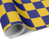 ダークネイビーとマスタードイエローチェッカーボード ラッピングペーパー (ロールコーナー)