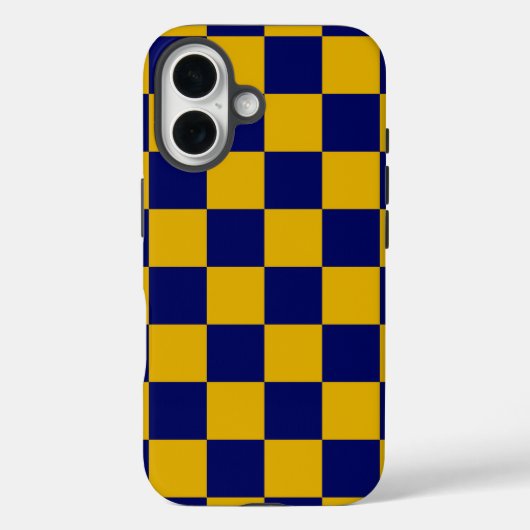 ダークネイビーとマスタードイエローチェッカーボード Case-Mate iPhoneケース (裏面)