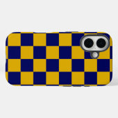 ダークネイビーとマスタードイエローチェッカーボード Case-Mate iPhoneケース (裏面 (横))