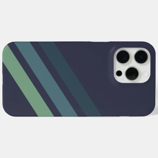 ダークネイビーと緑の対角線ストライプ材 Case-Mate iPhoneケース (裏面 (横))