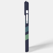 ダークネイビーと緑の対角線ストライプ材 Case-Mate iPhoneケース (裏面 / 左)