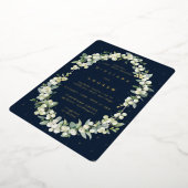 ダークネイビーエレガントスノーベリー+ユーカリ結婚ズ 箔招待状 (回転した状態)