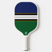 ダークネイビーグリーンセンターレーシングストライプズ ピックルボールラケット (裏面)