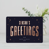 ダークネイビーシーズンズグリーティングレトロスターズフラット 箔シーズンカード (立ち正面)