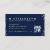 ダークネイビースカルタトゥーピアシングスタジオQRコード 名刺 (裏面)