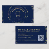 ダークネイビースカルタトゥーピアシングスタジオQRコード 名刺 (正面/裏面)