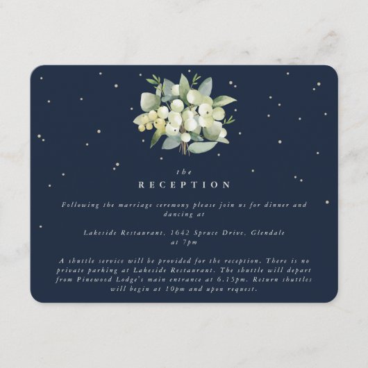ダークネイビースノーベリー+ユーカリブーケ披露宴 エンクロージャーカード (正面)