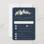 ダークネイビースノーベリー+ユーカリ結婚ステムズ 出欠カード (正面)