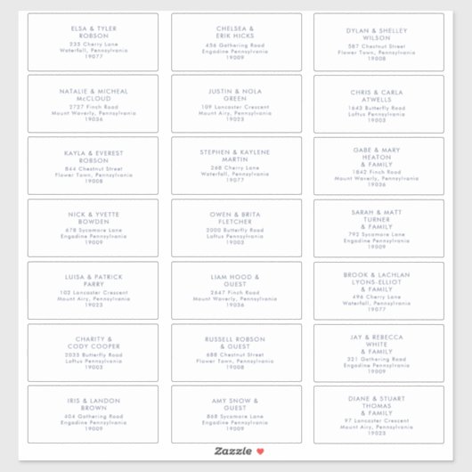 ダークネイビーフォント結婚のゲストアドレスステッカー シール (シート)