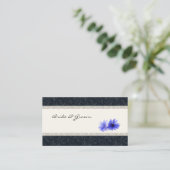 ダークネイビーフローラダマスク座席表、アイボリー プレイスカード (スタンド正面)