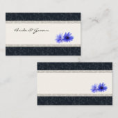 ダークネイビーフローラダマスク座席表、アイボリー プレイスカード (正面/裏面)