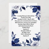 ダークネイビーブルーとホワイトメモリアル 招待状 (正面/裏面)