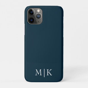 ダークネイビーブルーとホワイト モノグラモダンム iPhone 11 PROケース