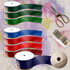 ダークネイビーブルーカラー無地のミニマル深い海 サテンリボン