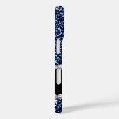 ダークネイビーブルーグリッター&ジェム、名前とモノグラムC Case-Mate iPhoneケース (裏面 / 右)