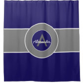 ダークネイビーブルーグレー シャワーカーテン (正面)