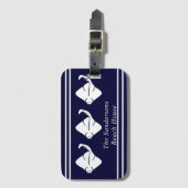 ダークネイビーブルーコースタルスティングレイ航海のマンタレイ ラゲッジタグ (正面縦)