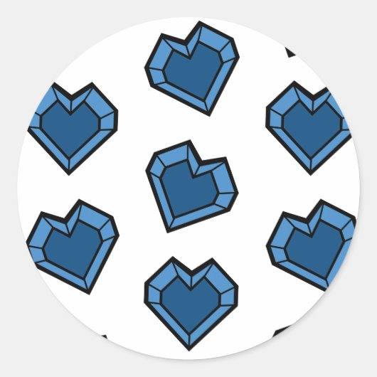 ダークネイビーブルージェムストーンハート格子パターン ラウンドシール (正面)