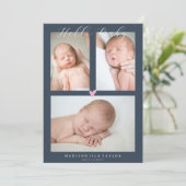 ダークネイビーブルーハローベビー誕生発表カード 招待状 (スタンド正面)