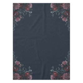 ダークネイビーブルーフローラエレガントウェディングマルーンマウヴ テーブルクロス