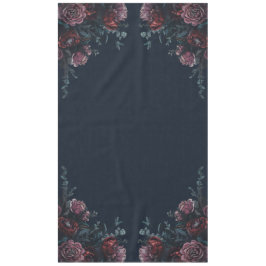 ダークネイビーブルーフローラエレガントウェディングマルーンマウヴ テーブルクロス