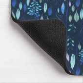 ダークネイビーブルー植物園葉水色 マウスパッド (コーナー)