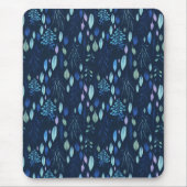 ダークネイビーブルー植物園葉水色 マウスパッド (正面)