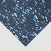 ダークネイビーブルー植物園葉水色 薄葉紙 (詳細)