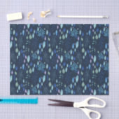 ダークネイビーブルー植物園葉水色 薄葉紙 (クラフト)