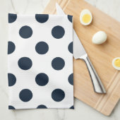 ダークネイビーブルー水玉模様 キッチンタオル (四つ折り)