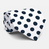 ダークネイビーブルー水玉模様 ネクタイ (ロール)