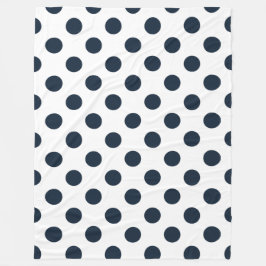 ダークネイビーブルー水玉模様 フリースブランケット