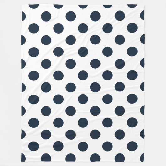 ダークネイビーブルー水玉模様 フリースブランケット (正面)