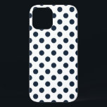 ダークネイビーブルー水玉模様 iPhone 12ケース<br><div class="desc">白い背景に濃いネイビーブルーの水玉模様</div>