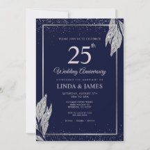 ダークネイビーブルー シルバーリーフ 結婚記念日 