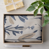 ダークネイビーブルー モダン グルーヴィー デイジー フラワーズ 薄葉紙 (ギフト)