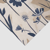 ダークネイビーブルー モダン グルーヴィー デイジー フラワーズ 薄葉紙 (詳細)