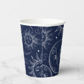 ダークネイビーブルー ヴィンテージ サン ムーン 天体空 紙コップ (右)