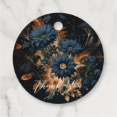 ダークネイビーブルー&金ゴールド素朴グラムボホ結婚ズ フェイバータグ (裏面)